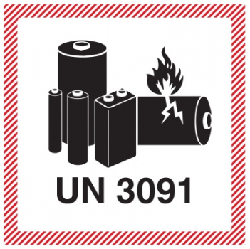 Gefahrzettel UN 3091 Lithium - 10x10cm, Rolle à 500 Stk., Haftetiketten