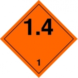 Gefahrzettel/Placard Klasse 1.4 - 25x25cm - PVC-Folie