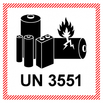 Kennzeichen Natrium-Ionen-Batterien UN 3551 - 100 x 100 mm, Haftpapier