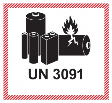 Kennzeichen Lithium-Metall-Batterien in Ausrüstungen UN 3091 - PVC-Aufkleber