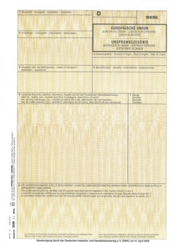 Ursprungszeugnis EU einfach mit D  - ohne Nummerierung