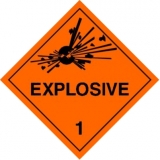 Gefahrzettel Klasse 1 Explosive - 10x10cm PVC