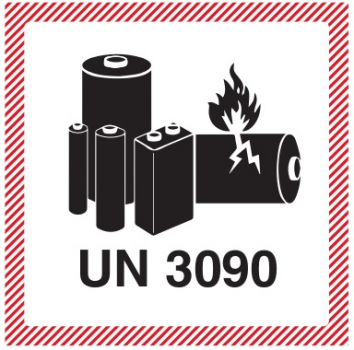 Gefahrzettel UN 3090 Lithium - 10x10cm, Rolle à 500 Stk., Haftetiketten