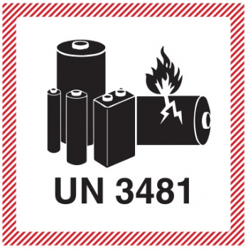 Kennzeichen Lithium-Ionen-Zellen oder -Batterien in Ausrüstungen UN 3481 - Rolle à 500 Stk.