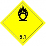 Gefahrzettel/Placard Klasse 5.1 - 25x25cm - PVC-Folie