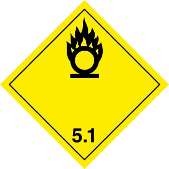 Gefahrzettel/Placard Klasse 5.1 - 30x30cm - PVC-Folie