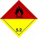 Gefahrzettel Klasse 5.2 - 10x10cm, Rolle à 500 Stk., Haftetiketten