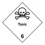Gefahrzettel Klasse 6.1 Toxic - 10x10cm, Rolle à 500 Stk., PE-Folie
