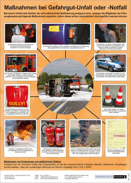 Poster „Maßnahmen bei Gefahrgut-Unfall oder -Notfall“