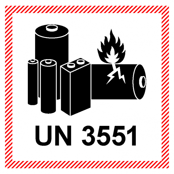 Kennzeichen Natrium-Ionen-Batterien nach ADR, UN 3551, Einzelblatt 100x100mm