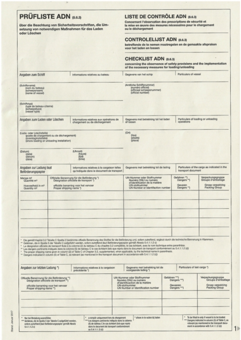 Prüfliste nach ADN 8.6.3. nach ADN 2023