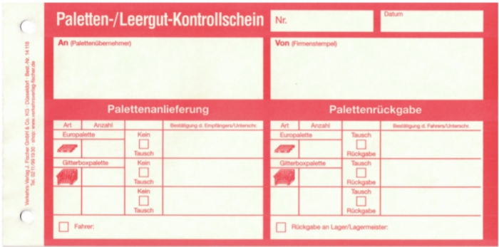 Paletten-Leergut-Kontrollschein