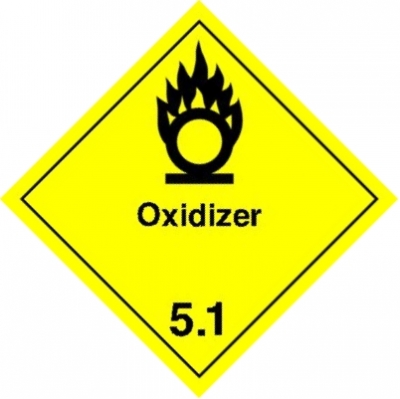 Gefahrzettel Klasse 5.1 - mit Aufschrift - 10x10cm, Rolle à 500 Stk., Haftetiketten