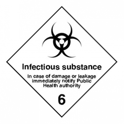 Gefahrzettel Klasse 6.2 Infectios substance - 10x10cm PVC