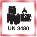 Gefahrzettel UN 3480 Lithium - 10x10cm, Rolle à 500 Stk., Haftetiketten