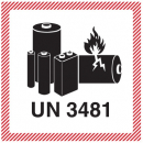 Gefahrzettel UN 3481 Lithium - 10x10cm, Rolle à 500 Stk., Haftetiketten